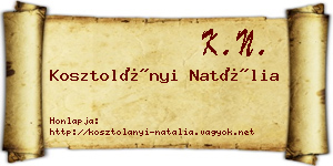 Kosztolányi Natália névjegykártya