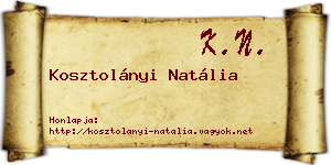 Kosztolányi Natália névjegykártya